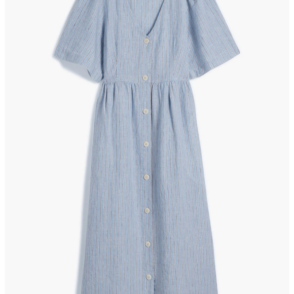 Madewell Dresses & Skirts - Madewell Light Blue Striped Button-Front Midi Dress